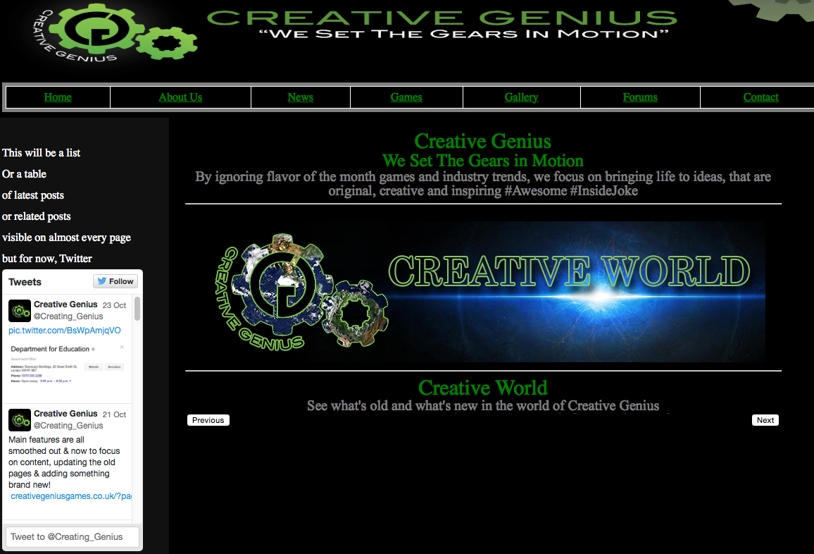 Creative Genius Homepage